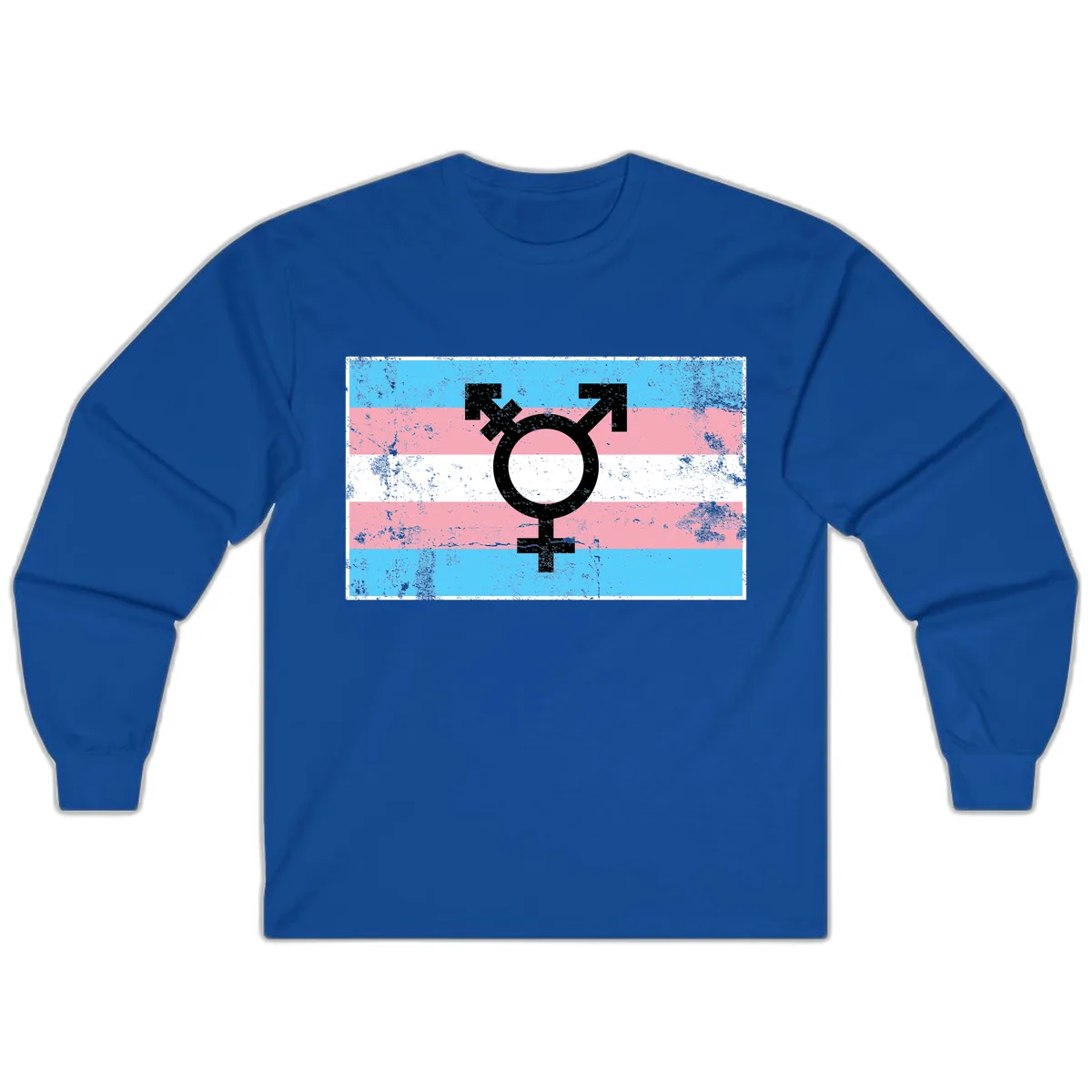 Transgender Pride Flag Symbol Long Sleeve in Royal