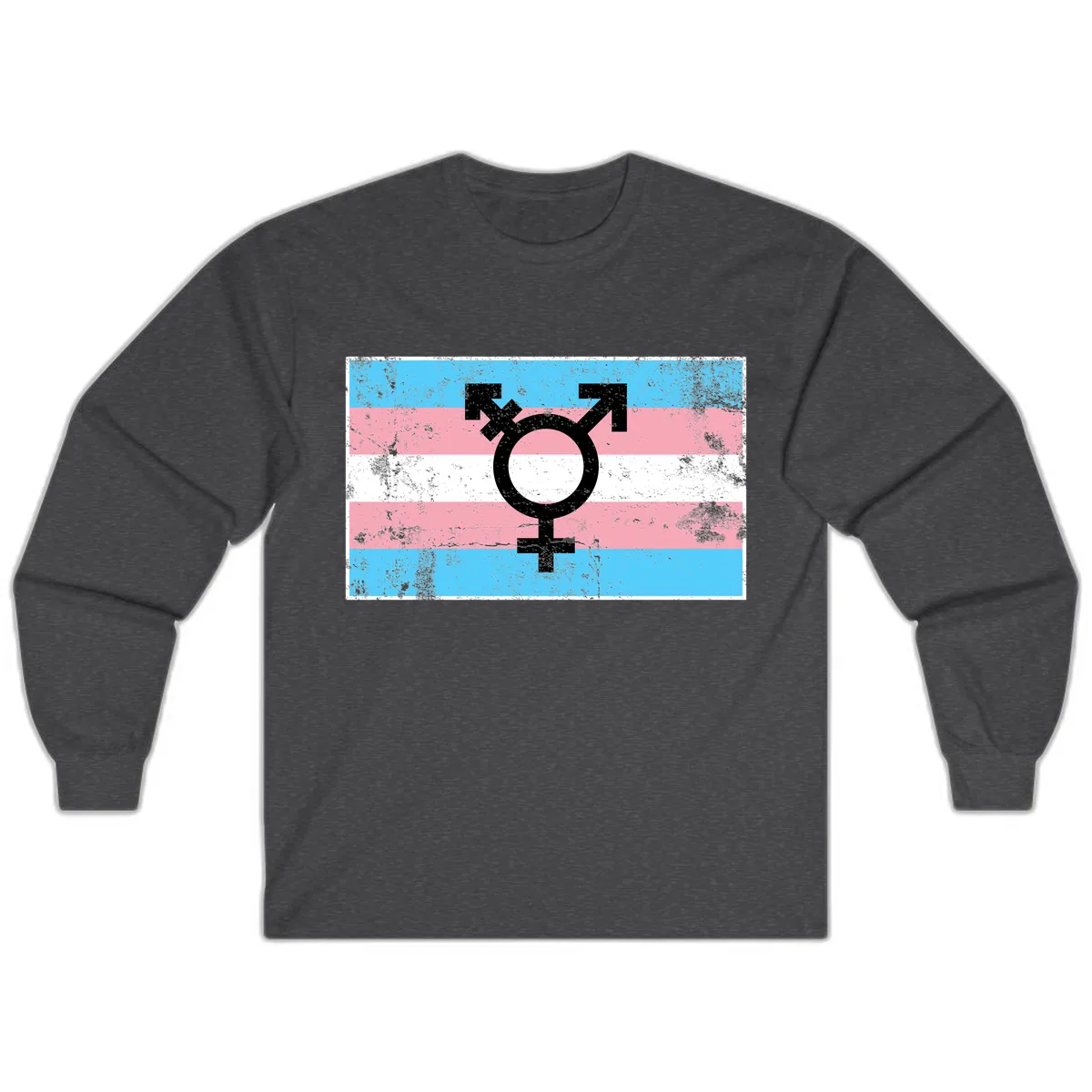 Transgender Pride Flag Symbol Long Sleeve in Dark Heather