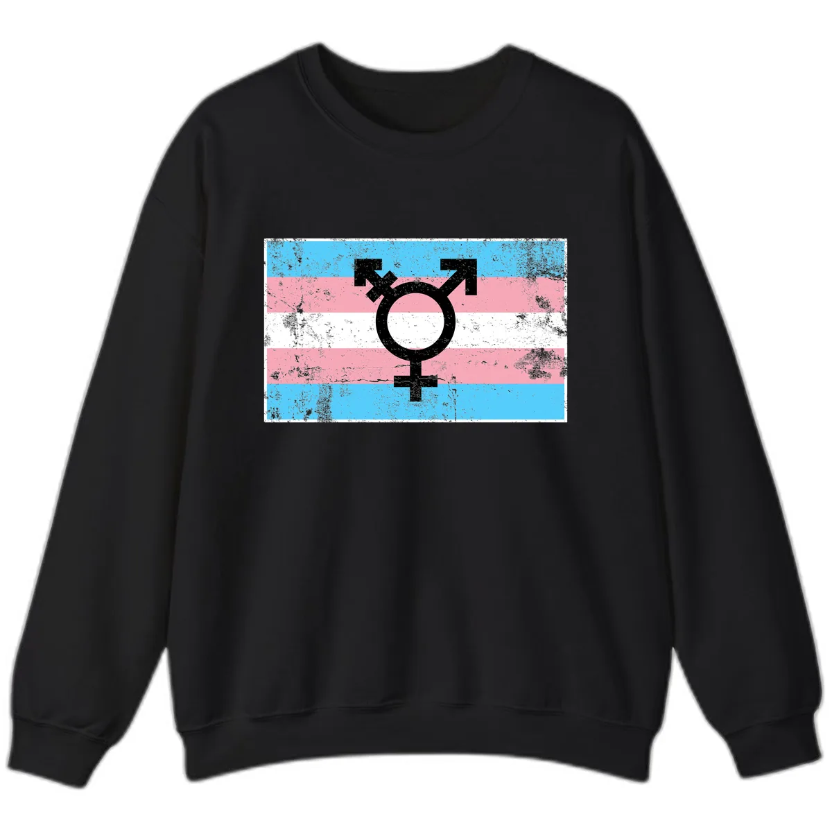 Transgender Pride Flag Symbol Sweatshirt in Black