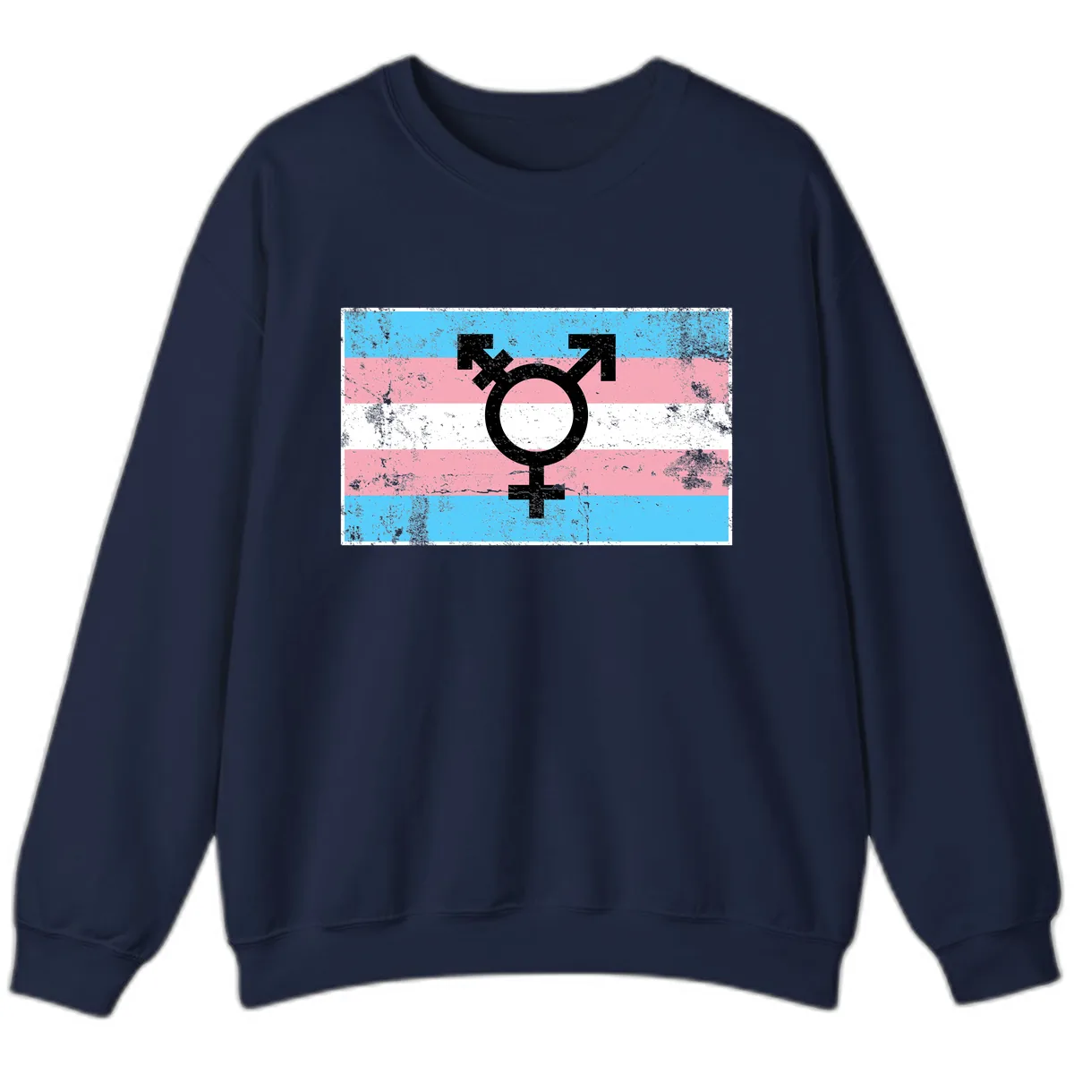 Transgender Pride Flag Symbol Sweatshirt in Navy