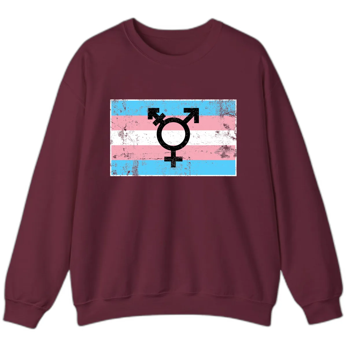 Transgender Pride Flag Symbol Sweatshirt in Maroon
