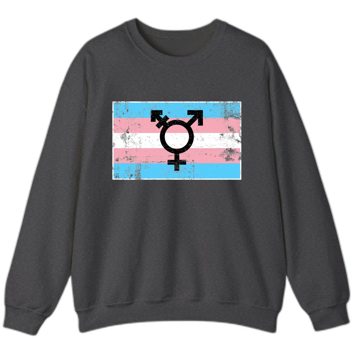 Transgender Pride Flag Symbol Sweatshirt in Dark Heather