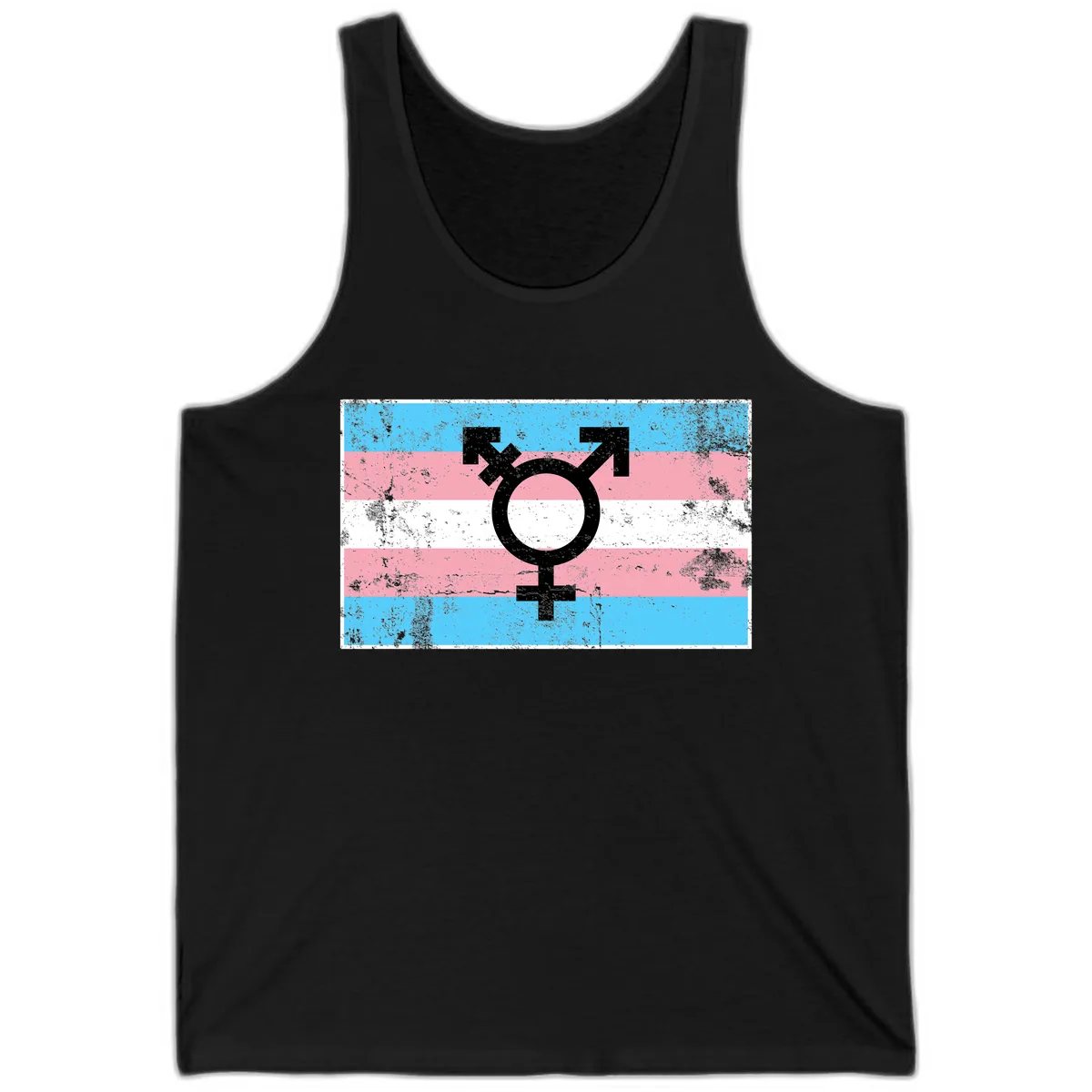 Transgender Pride Flag Symbol Tank in Black