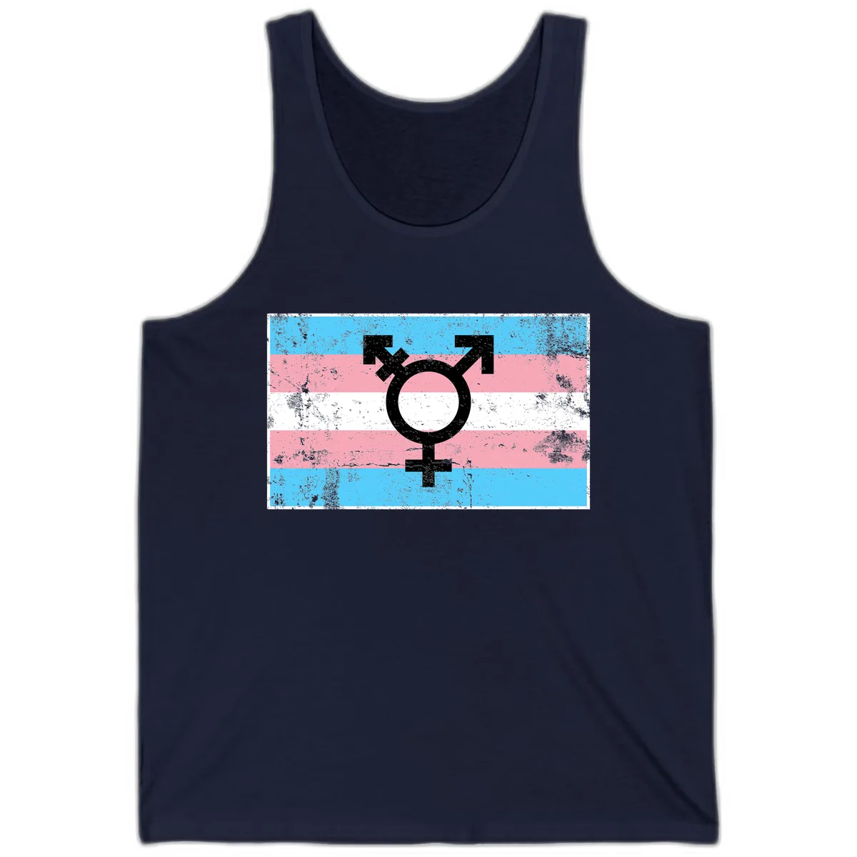 Transgender Pride Flag Symbol Tank in Navy