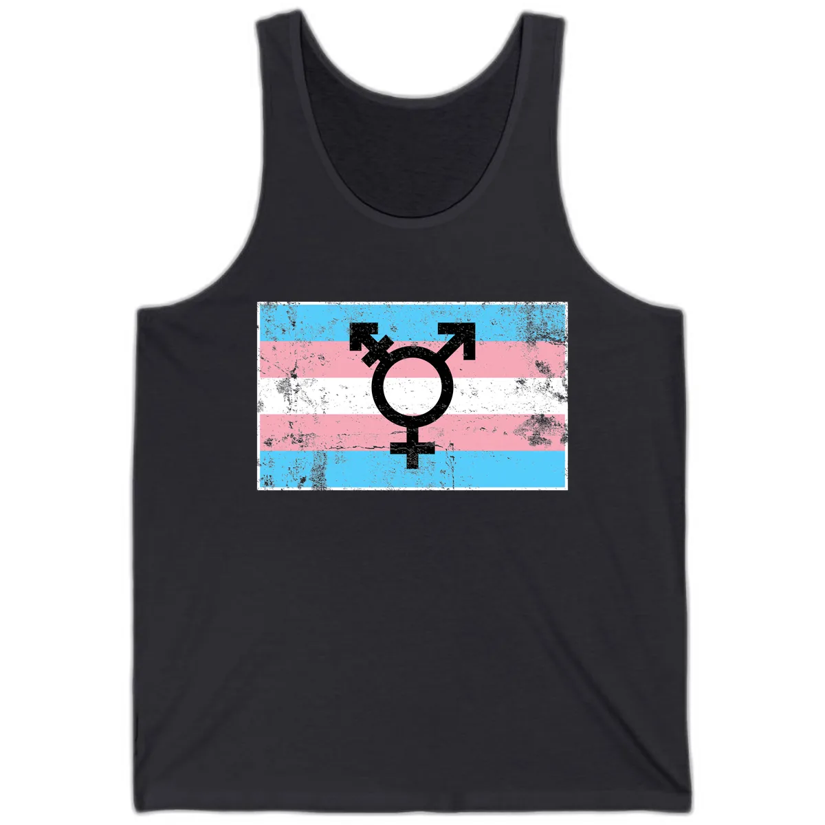 Transgender Pride Flag Symbol Tank in Dark Grey