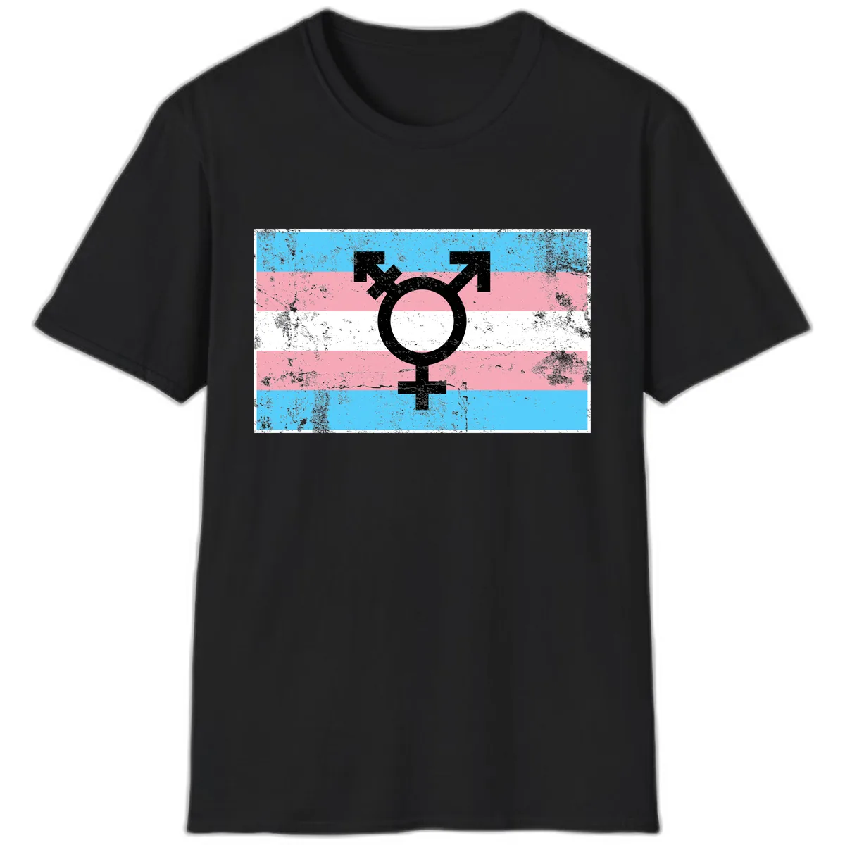 Transgender Pride Flag Symbol T-Shirt in Black