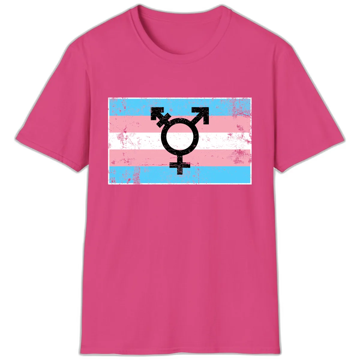 Transgender Pride Flag Symbol T-Shirt in Heliconia