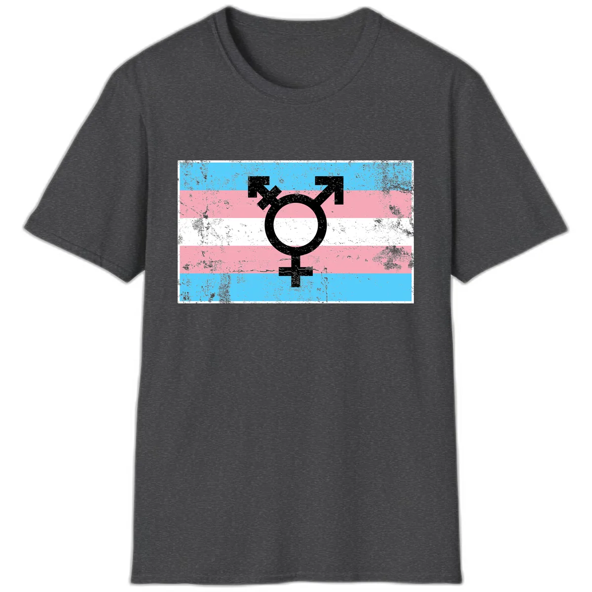 Transgender Pride Flag Symbol T-Shirt in Dark Heather