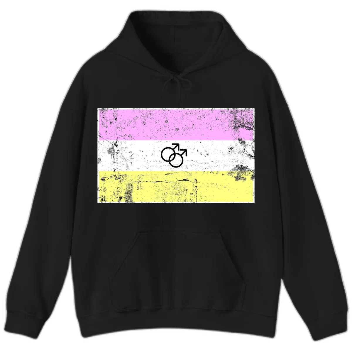 Male Pride Flag Symbol Design Hoodie in Black