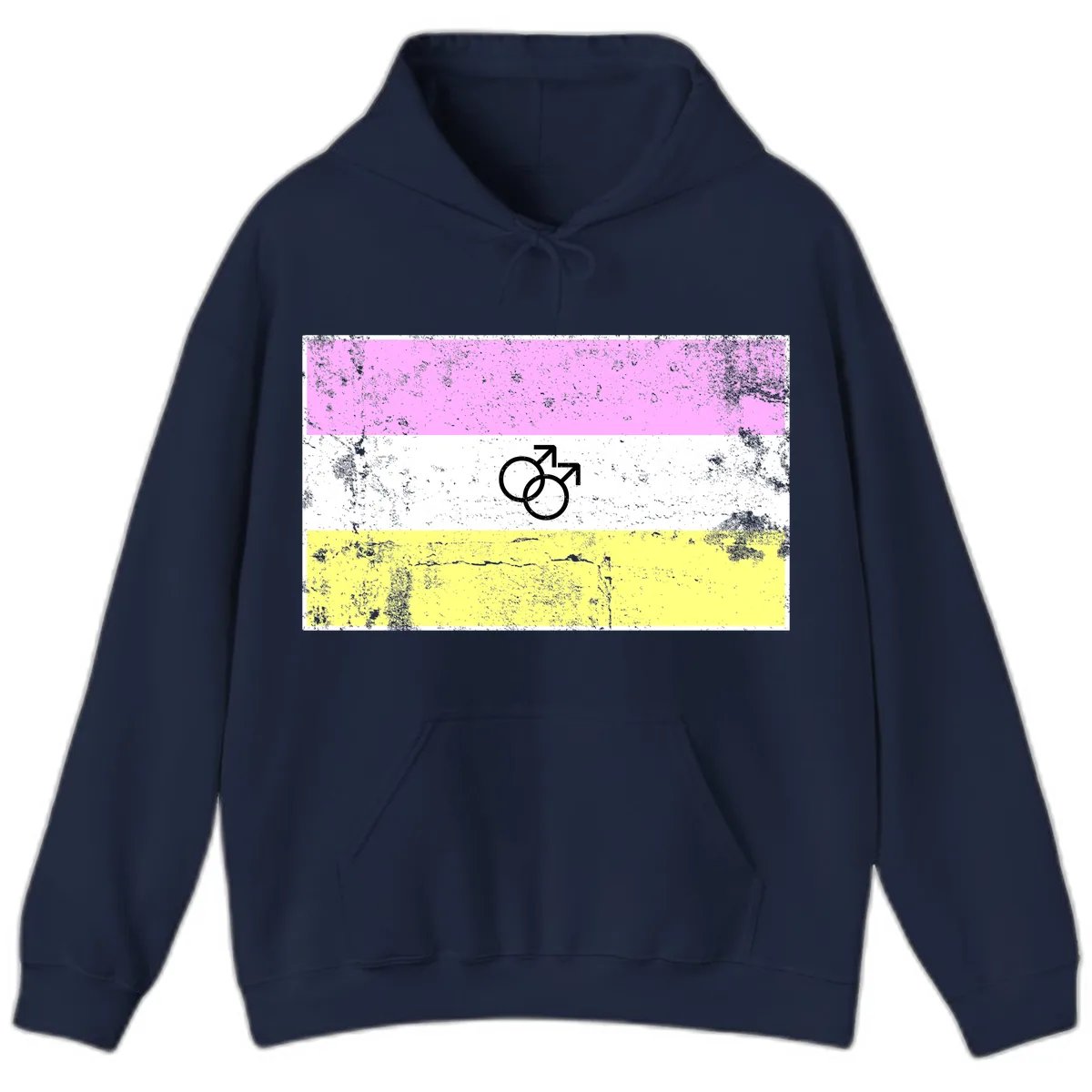 Male Pride Flag Symbol Design Hoodie in Navy
