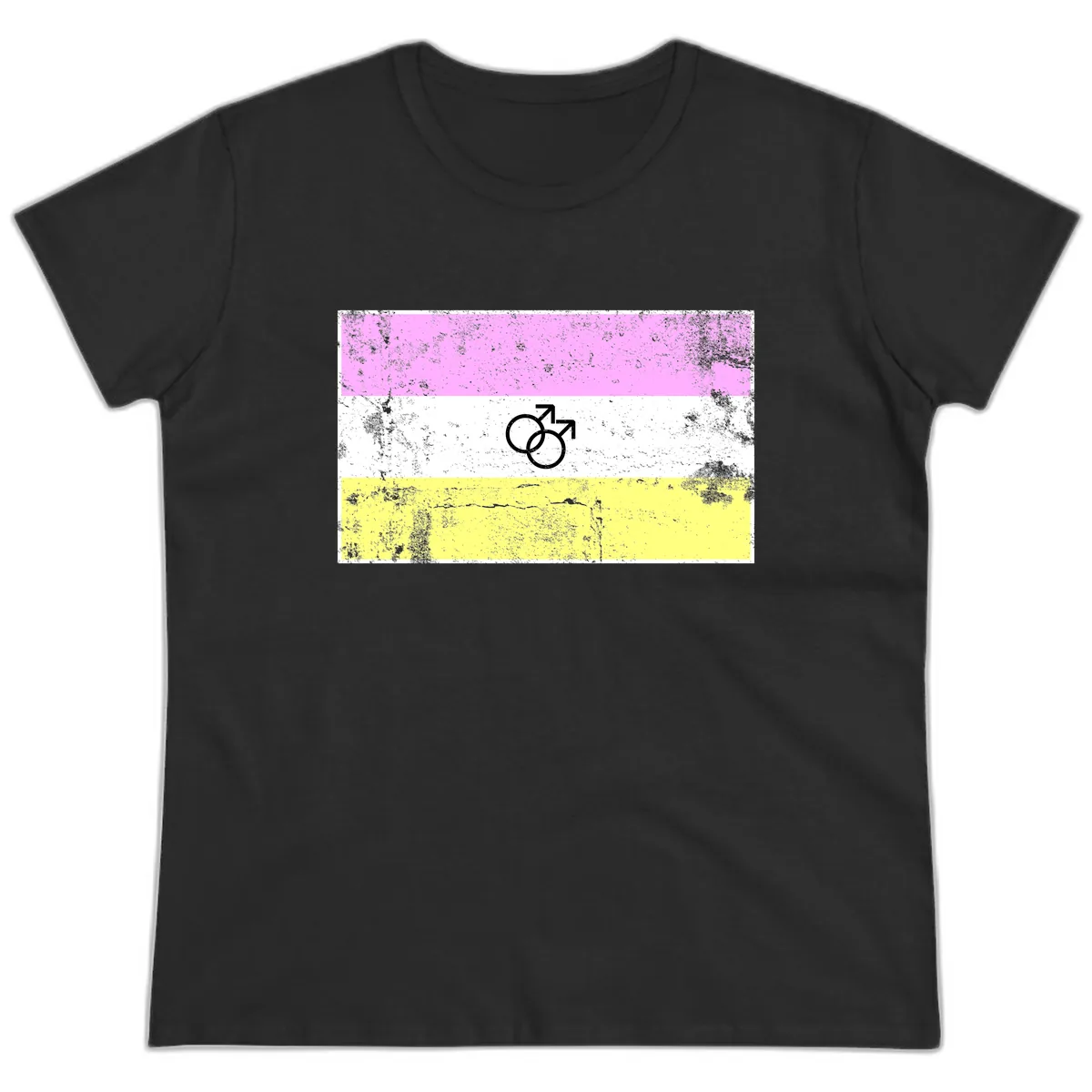 Male Pride Flag Symbol Design Ladies Tee in Black