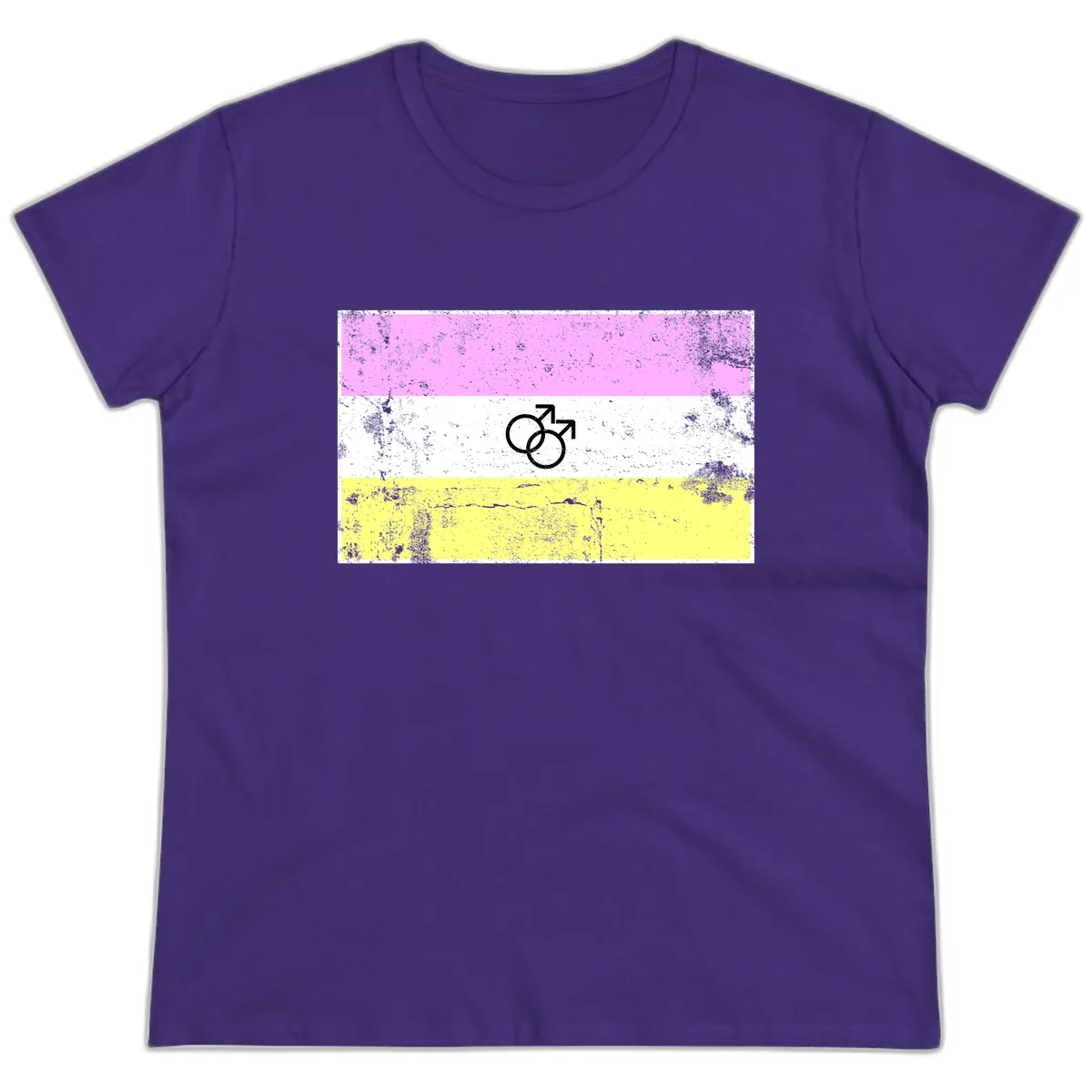 Male Pride Flag Symbol Design Ladies Tee in Purple