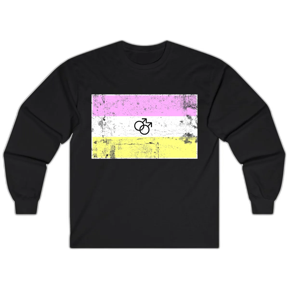 Male Pride Flag Symbol Design Long Sleeve in Black