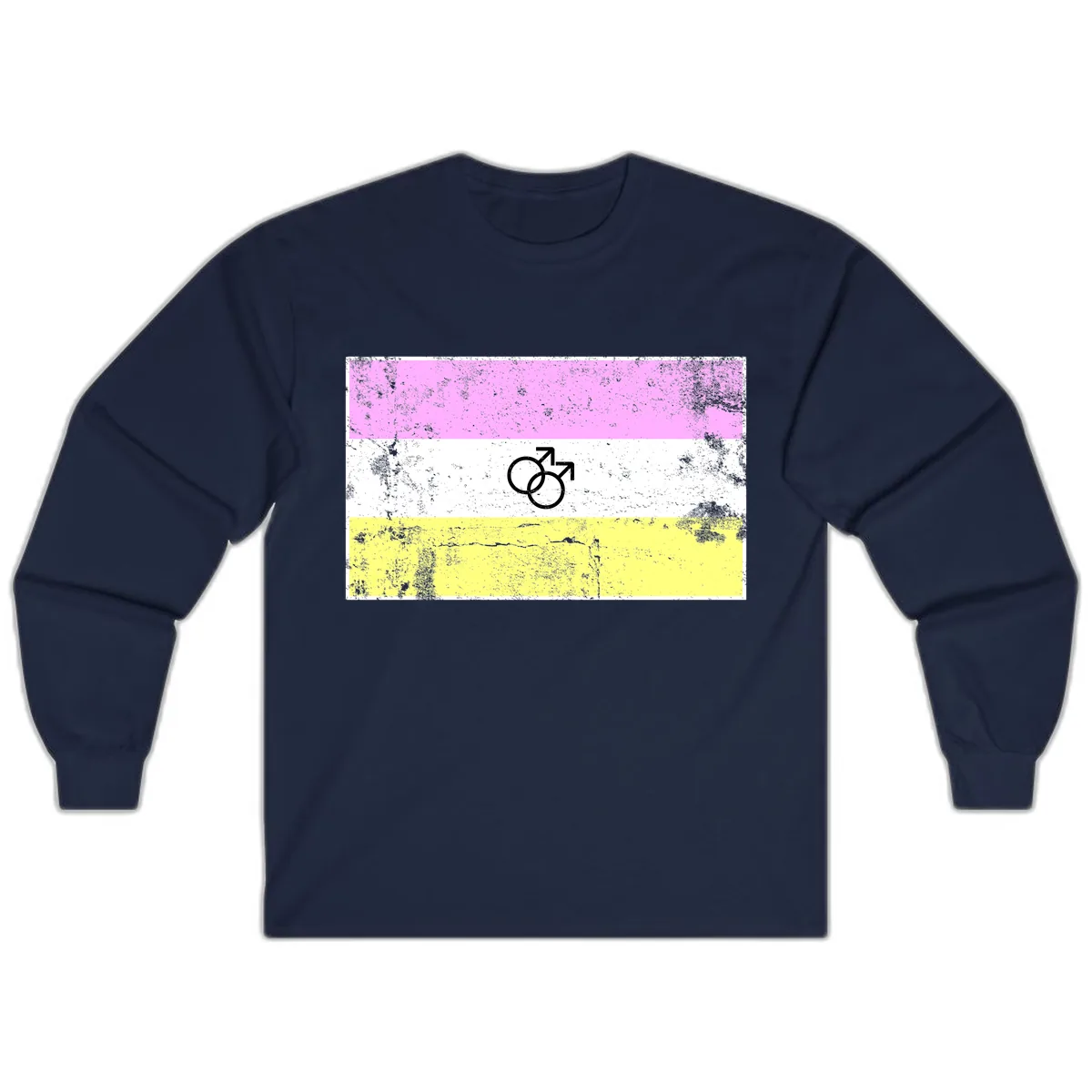 Male Pride Flag Symbol Design Long Sleeve in Navy