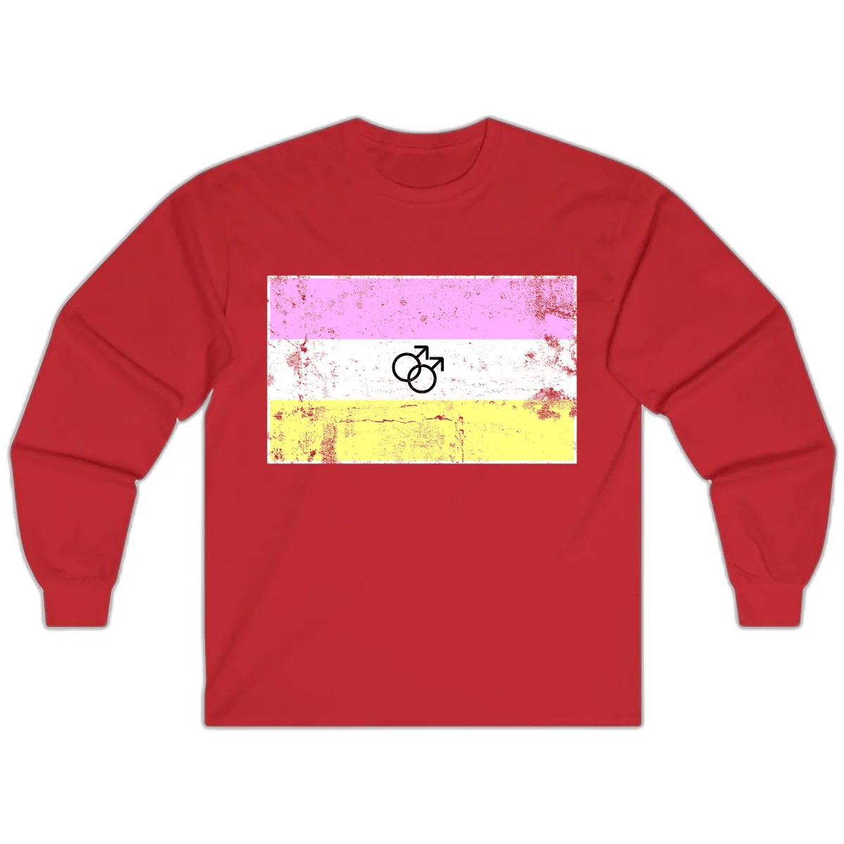 Male Pride Flag Symbol Design Long Sleeve in Red