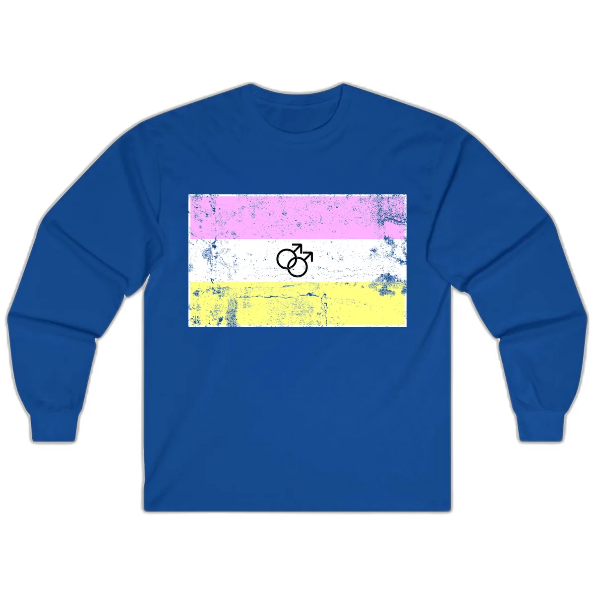 Male Pride Flag Symbol Design Long Sleeve in Royal
