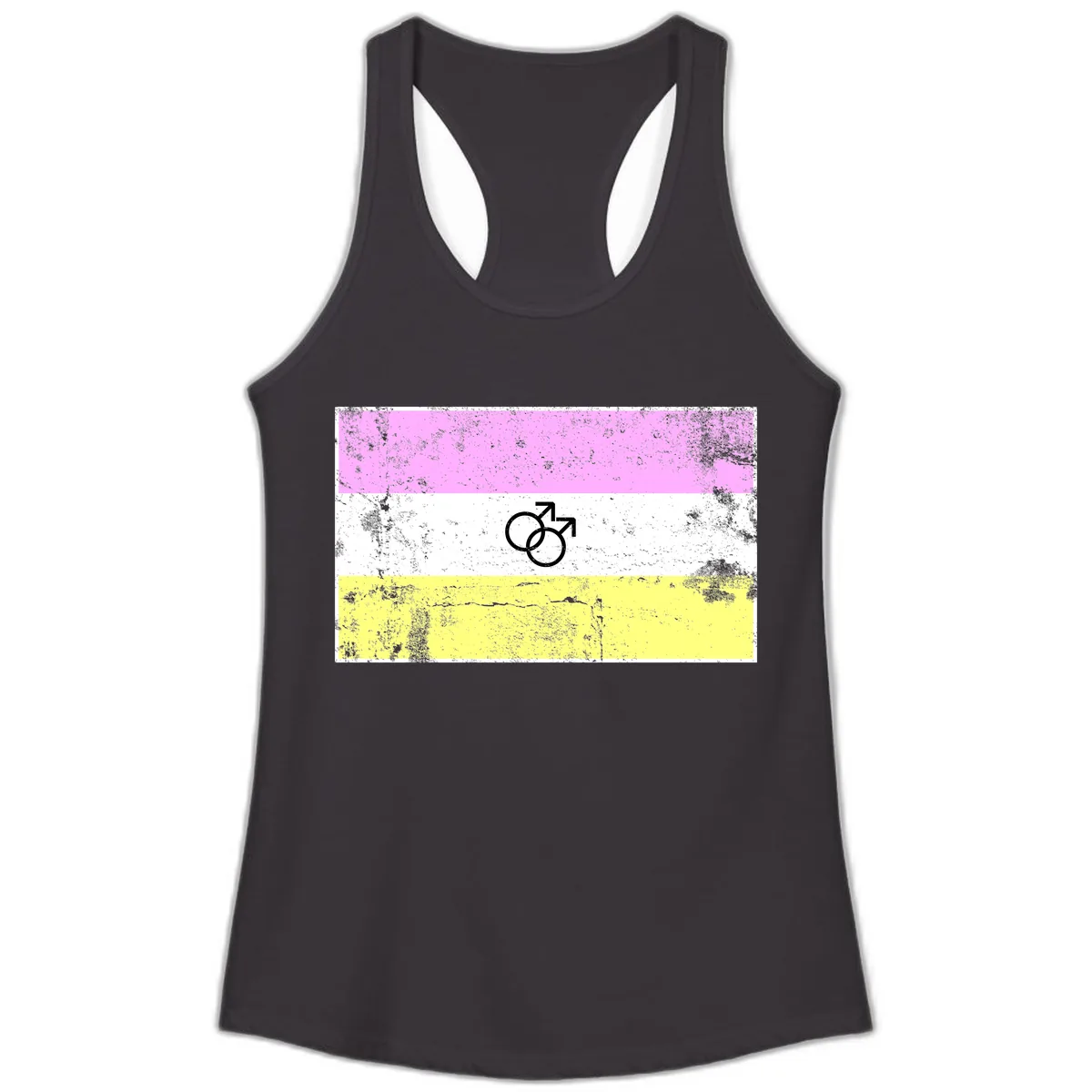 Male Pride Flag Symbol Design Ladies Tank in Black