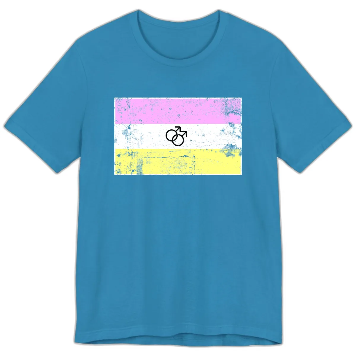 Male Pride Flag Symbol Design Premium T-Shirt in Aqua