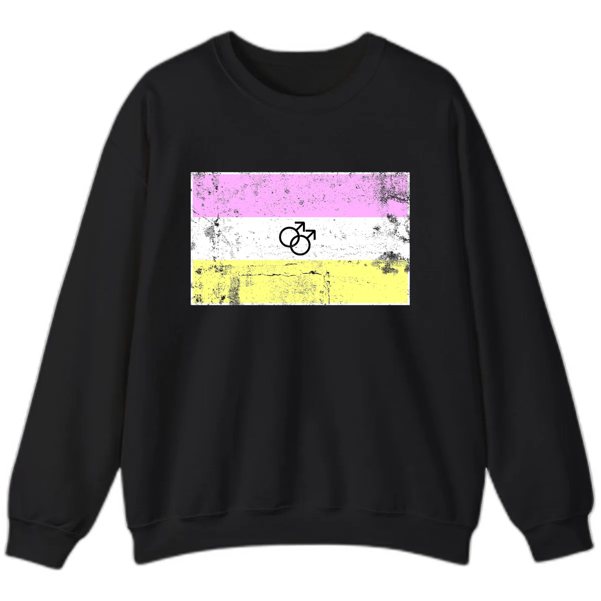 Male Pride Flag Symbol Design Sweatshirt in Black