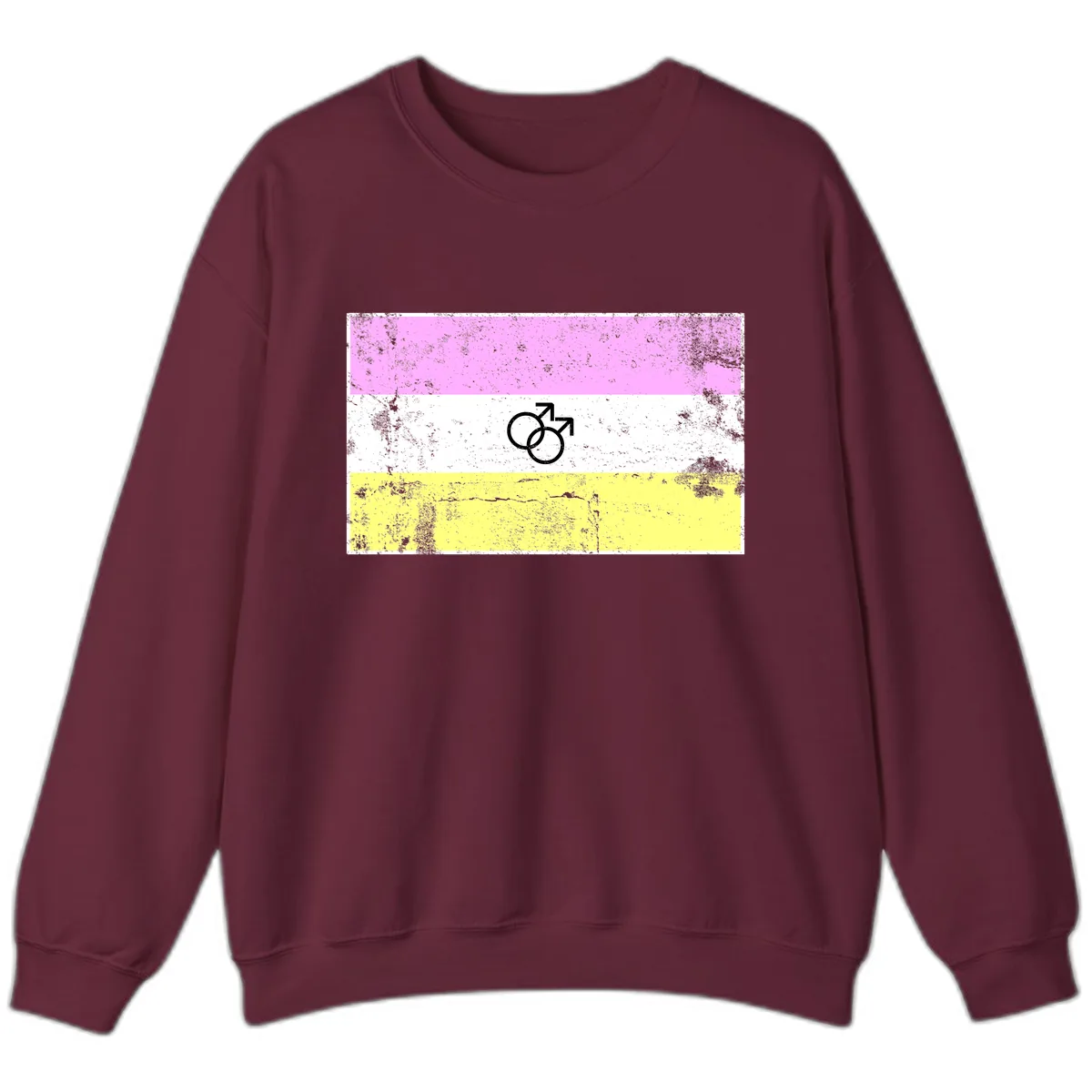 Male Pride Flag Symbol Design Sweatshirt in Maroon