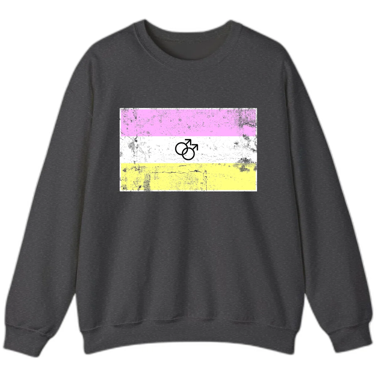 Male Pride Flag Symbol Design Sweatshirt in Dark Heather