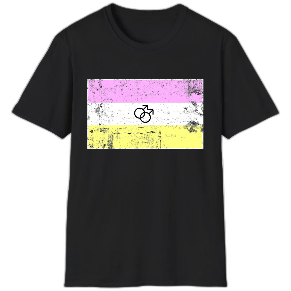 Male Pride Flag Symbol Design T-Shirt in Black
