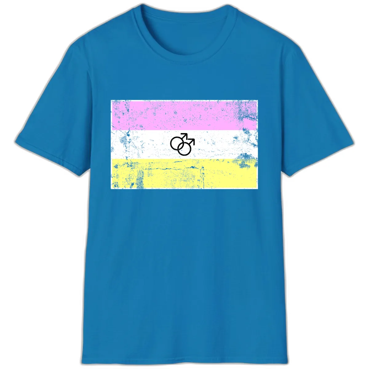 Male Pride Flag Symbol Design T-Shirt in Sapphire