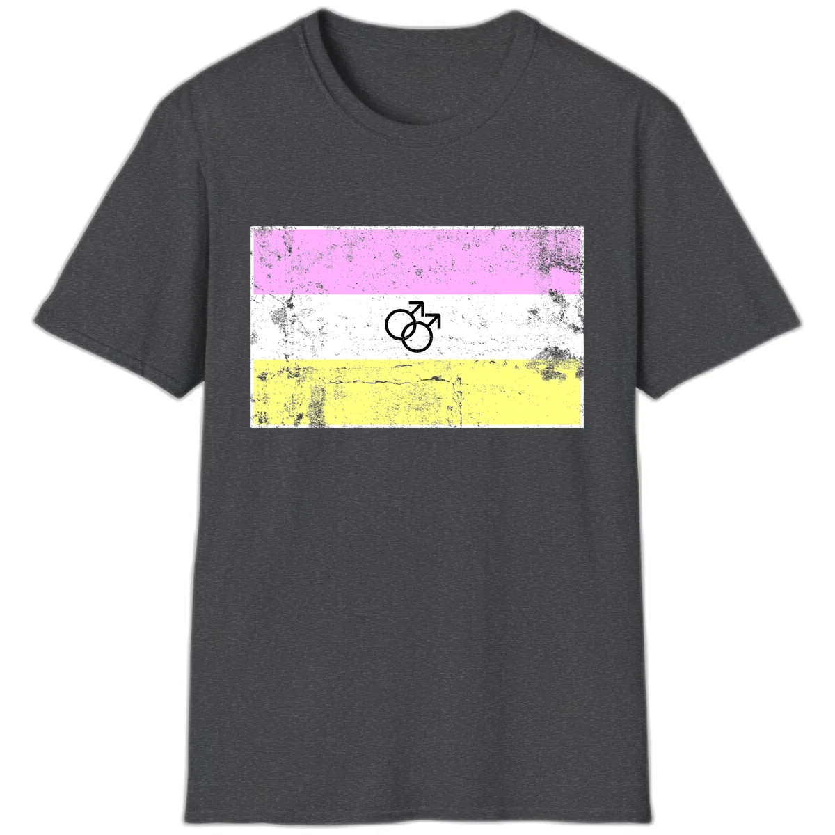 Male Pride Flag Symbol Design T-Shirt in Dark Heather