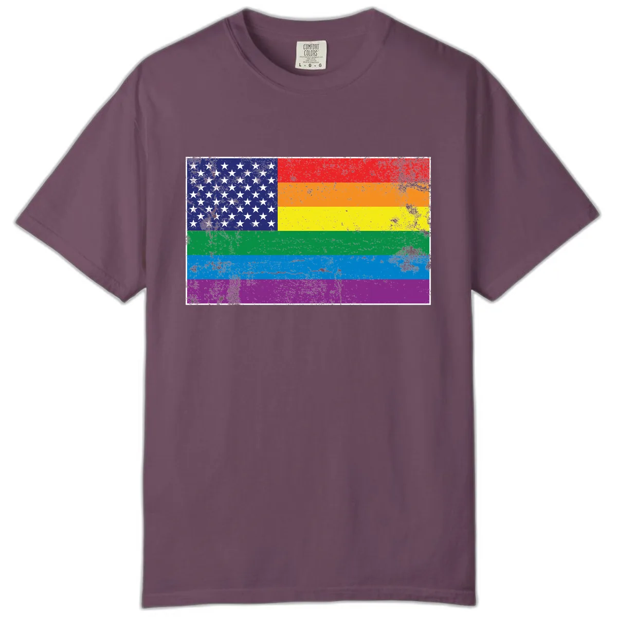 American Rainbow Pride Flag Comfort Color in Berry