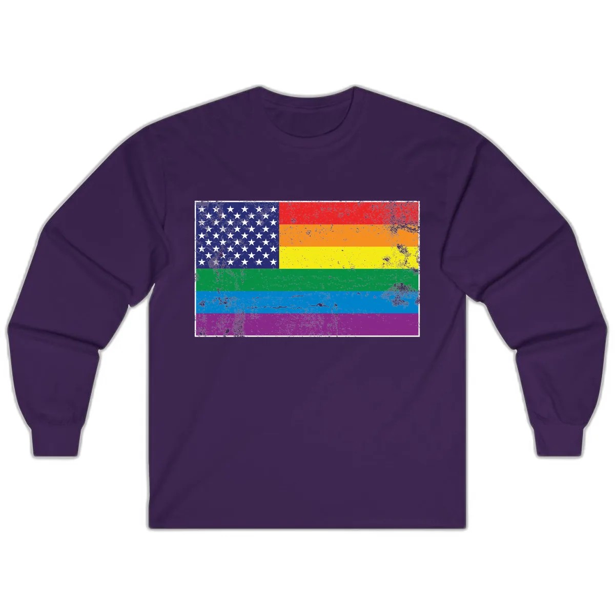 American Rainbow Pride Flag Long Sleeve in Purple