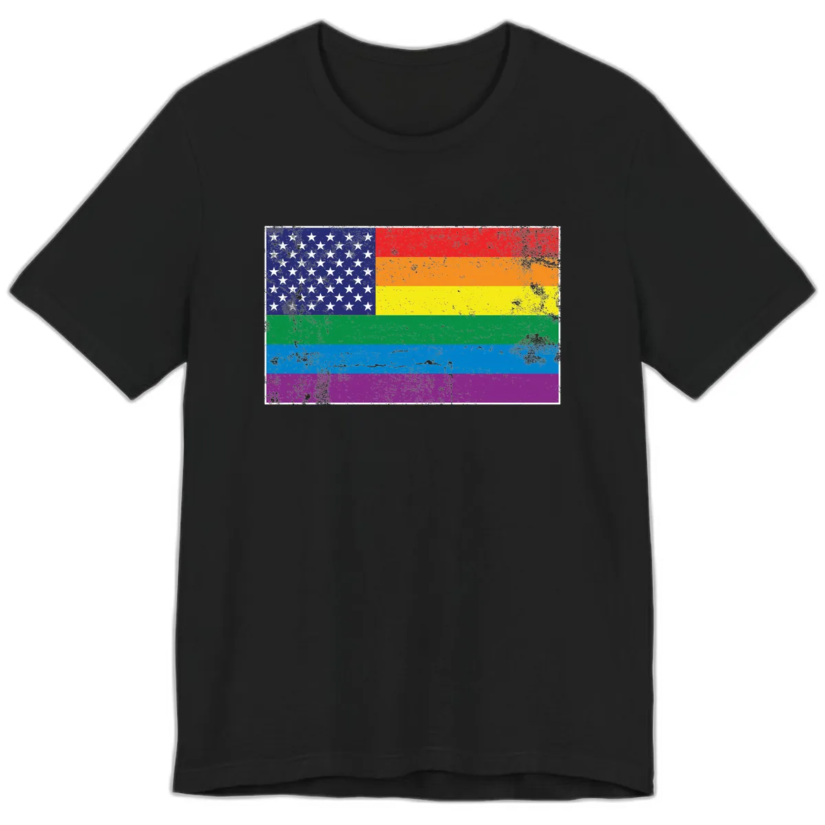 American Rainbow Pride Flag Premium T-Shirt in Black