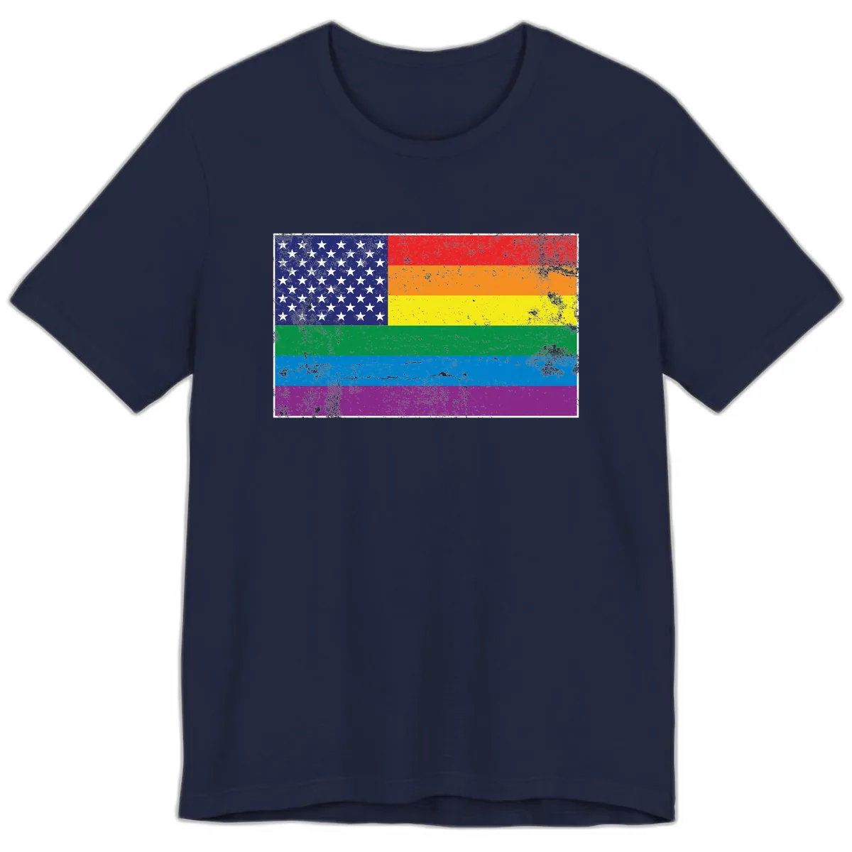 American Rainbow Pride Flag Premium T-Shirt in Navy