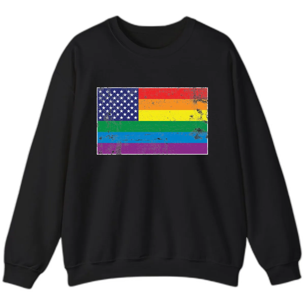 American Rainbow Pride Flag Sweatshirt in Black