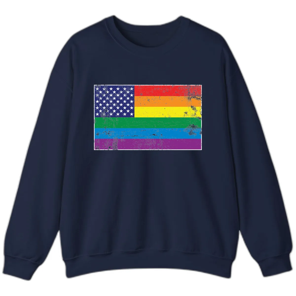 American Rainbow Pride Flag Sweatshirt in Navy