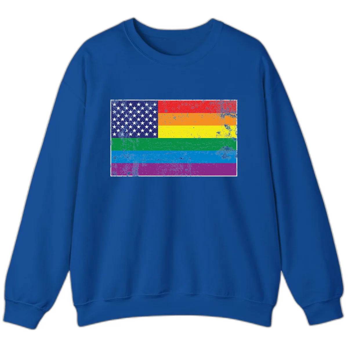 American Rainbow Pride Flag Sweatshirt in Royal