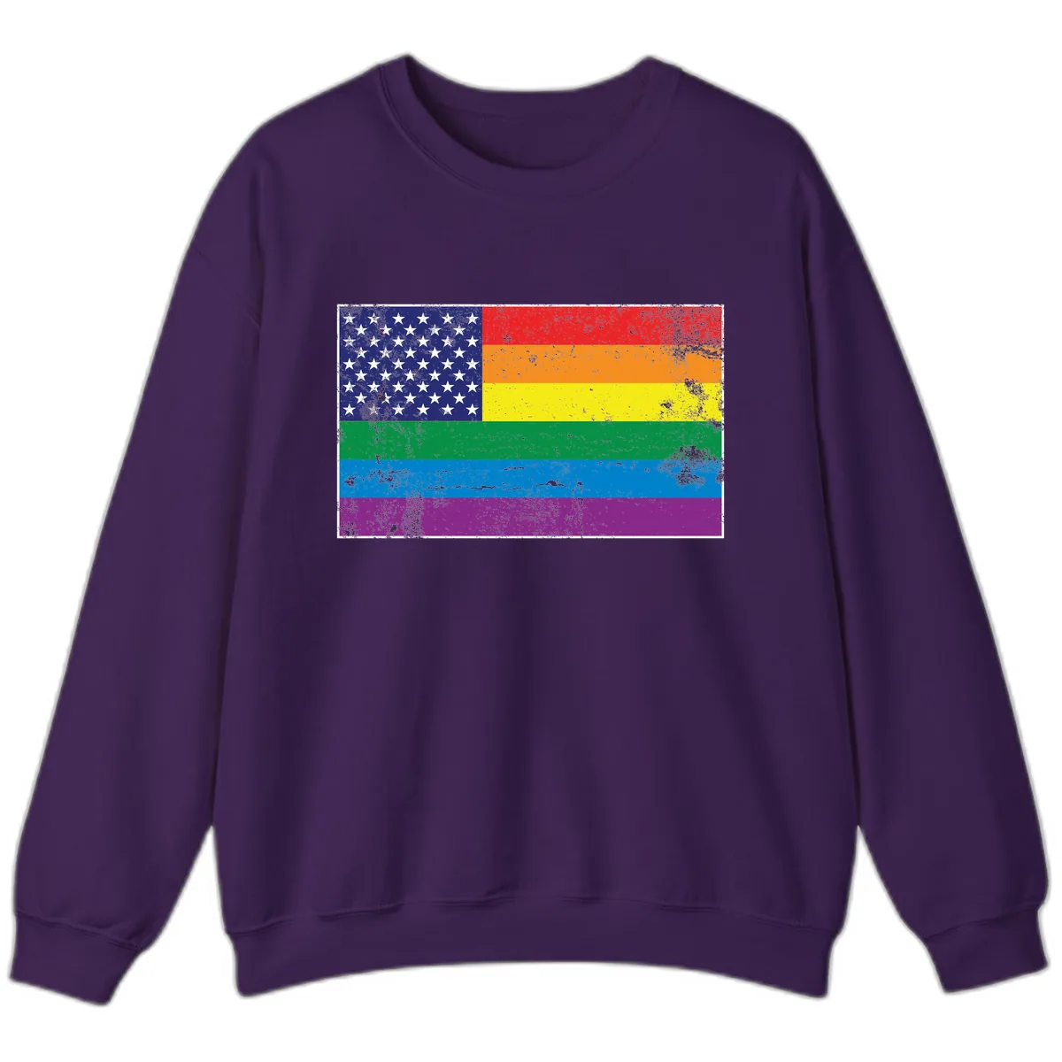 American Rainbow Pride Flag Sweatshirt in Purple