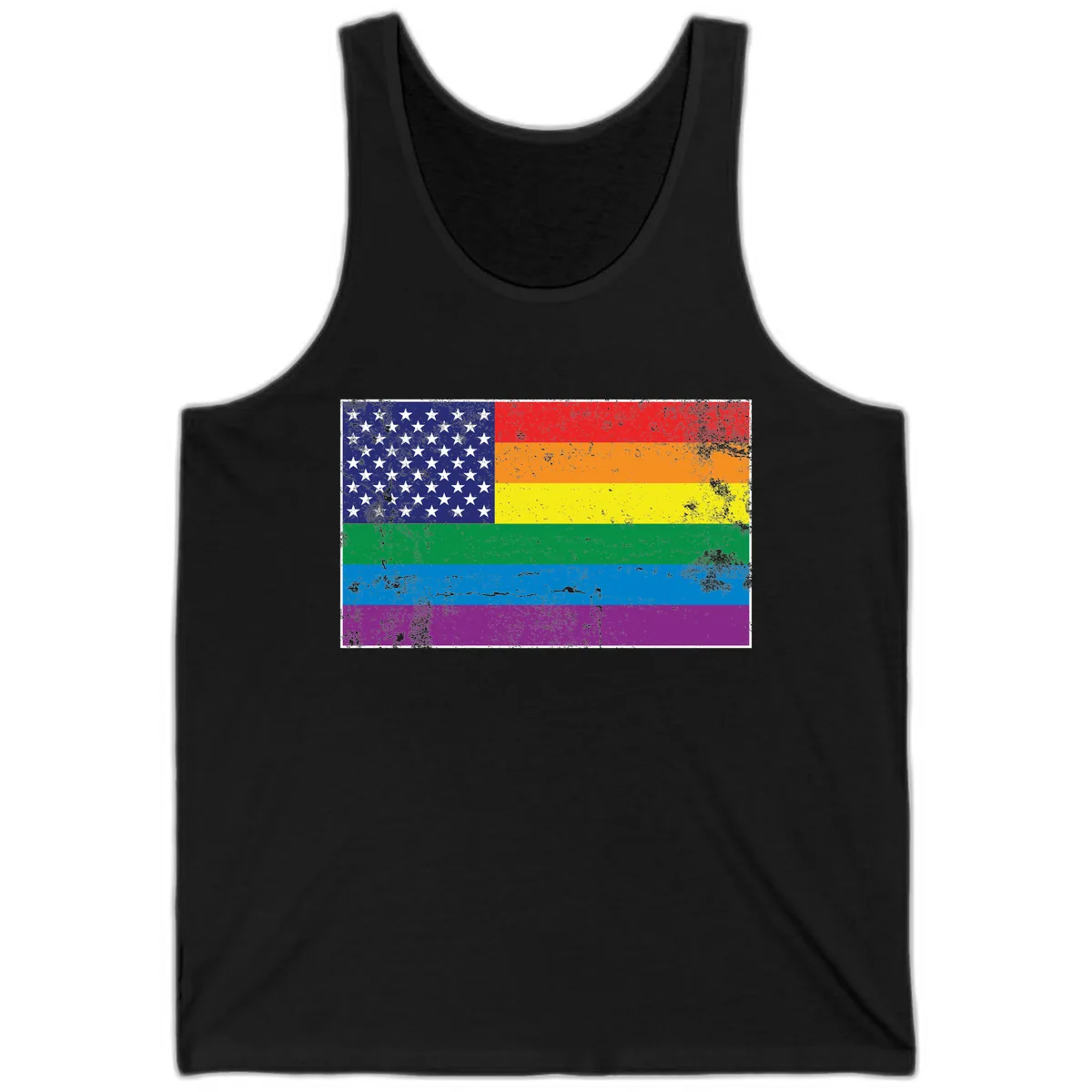 American Rainbow Pride Flag Tank in Black