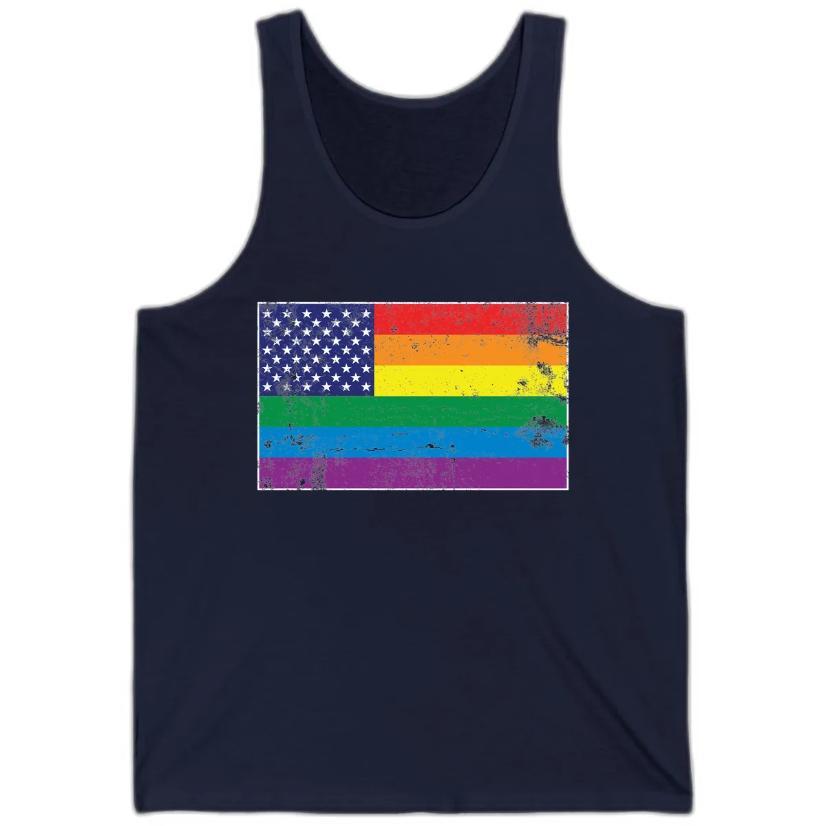American Rainbow Pride Flag Tank in Navy