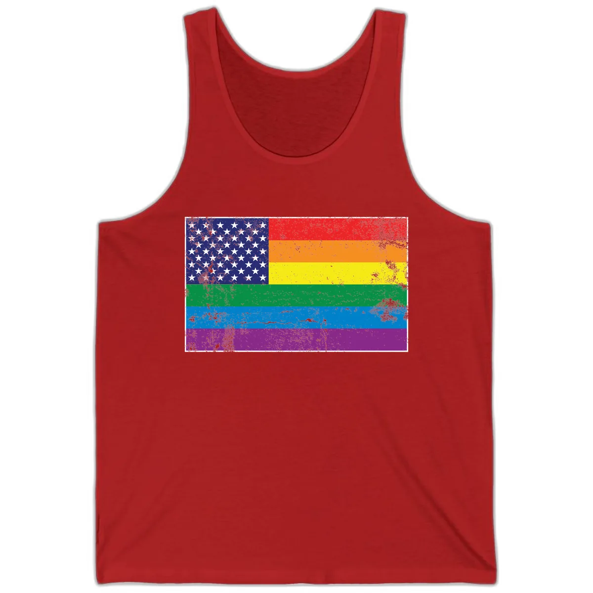 American Rainbow Pride Flag Tank in Red