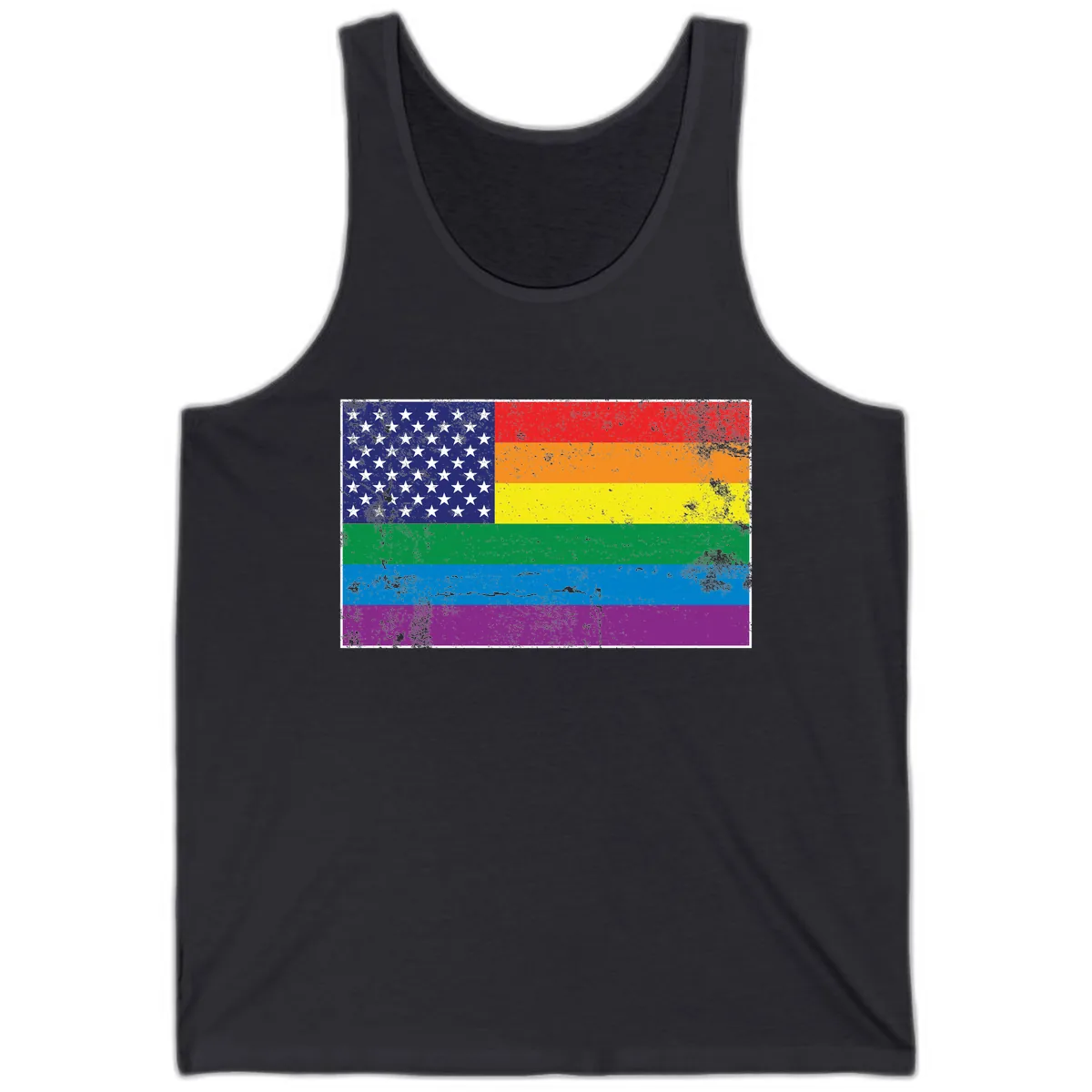 American Rainbow Pride Flag Tank in Dark Grey