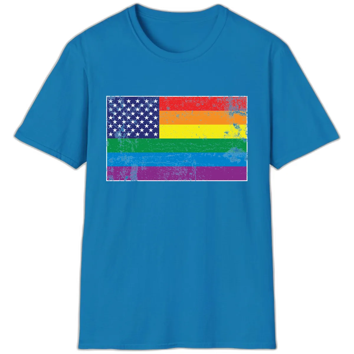 American Rainbow Pride Flag T-Shirt in Sapphire