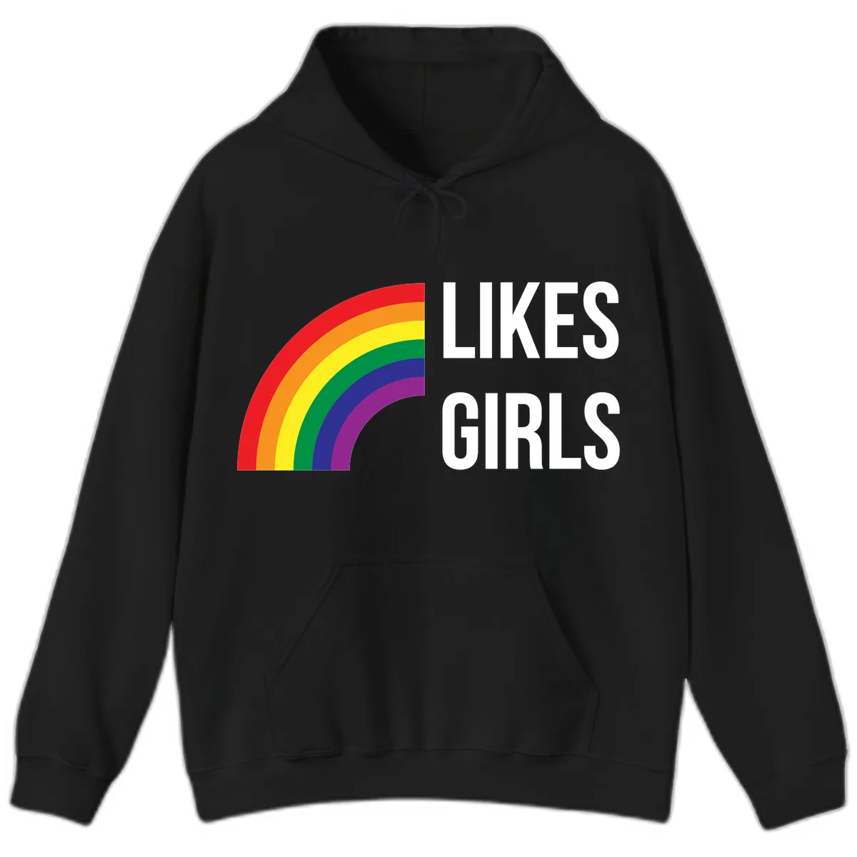 Likes Girls Rainbow Pride Hoodie in Black