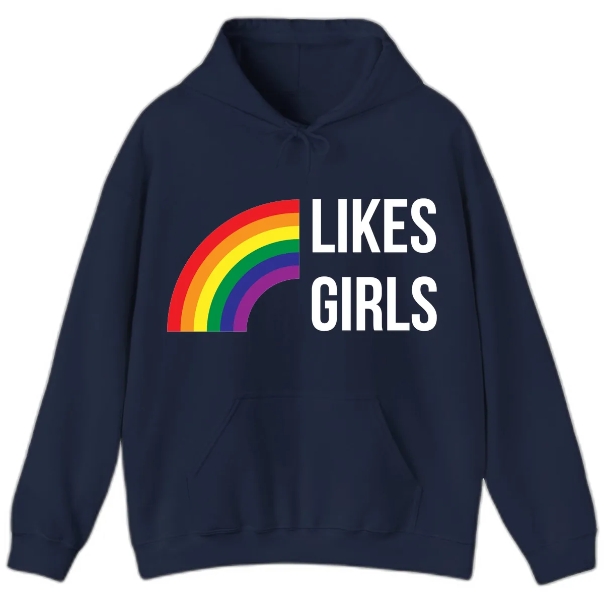 Likes Girls Rainbow Pride Hoodie in Navy