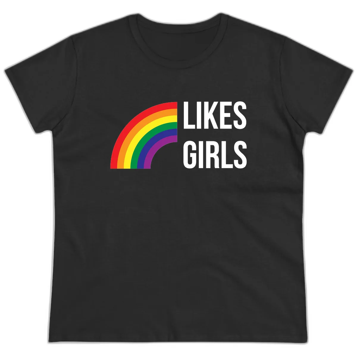 Likes Girls Rainbow Pride Ladies Tee in Black