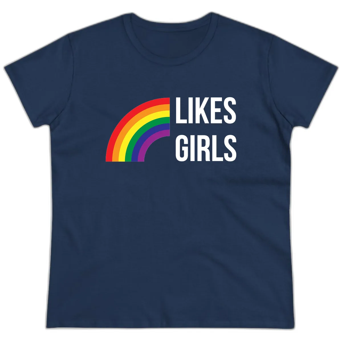 Likes Girls Rainbow Pride Ladies Tee in Navy