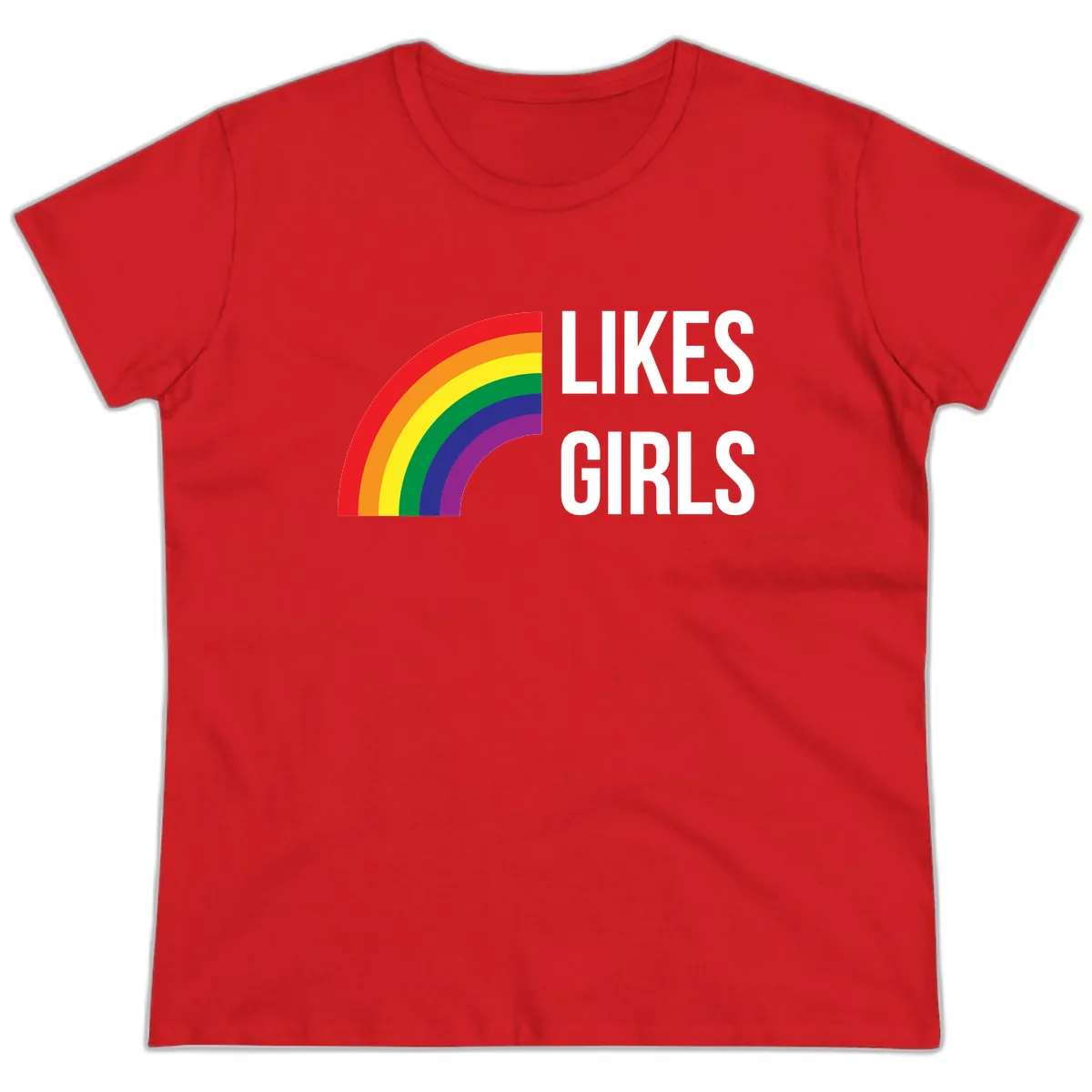 Likes Girls Rainbow Pride Ladies Tee in Red