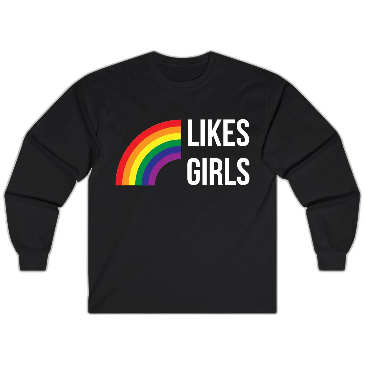 Likes Girls Rainbow Pride Long Sleeve in Black