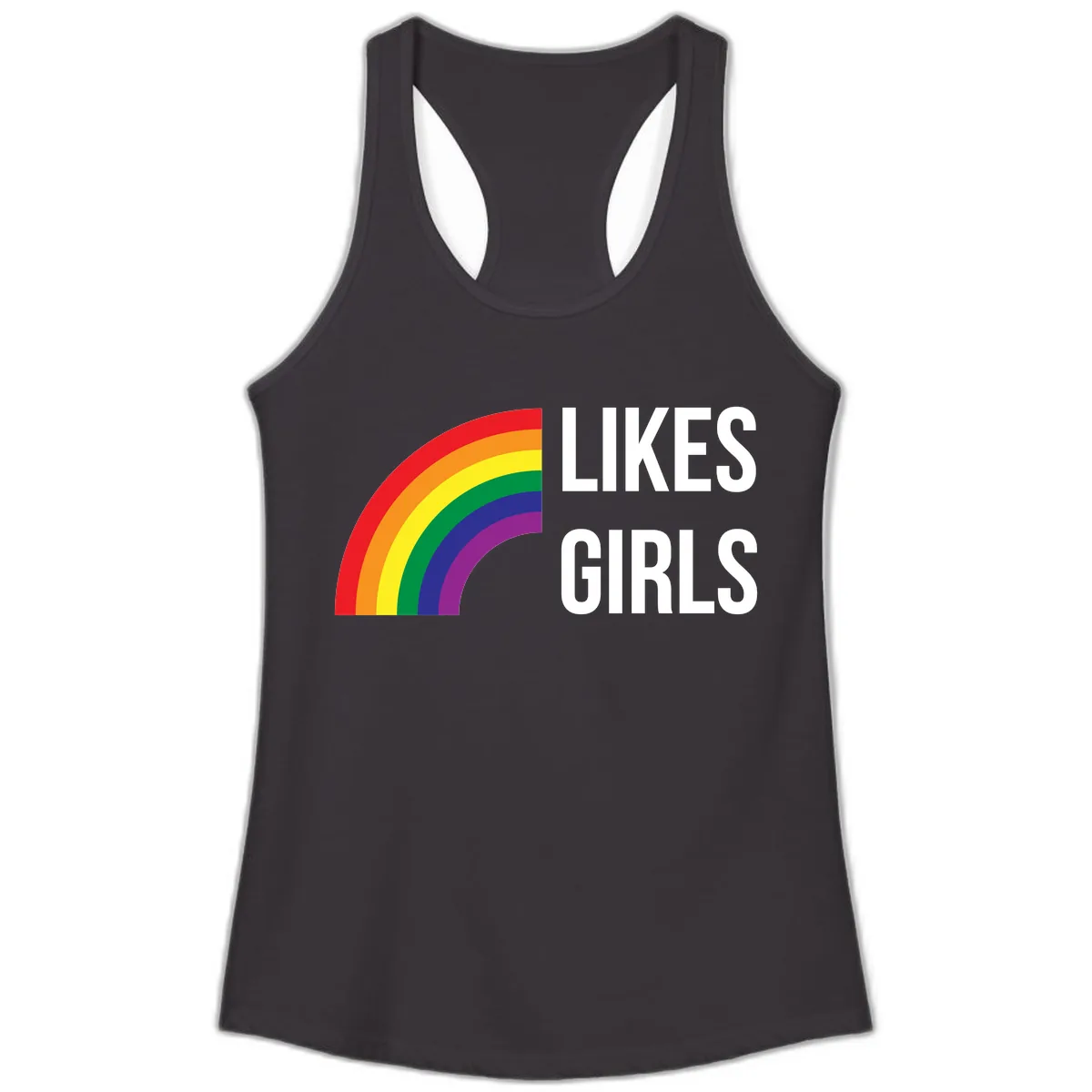 Likes Girls Rainbow Pride Ladies Tank in Black