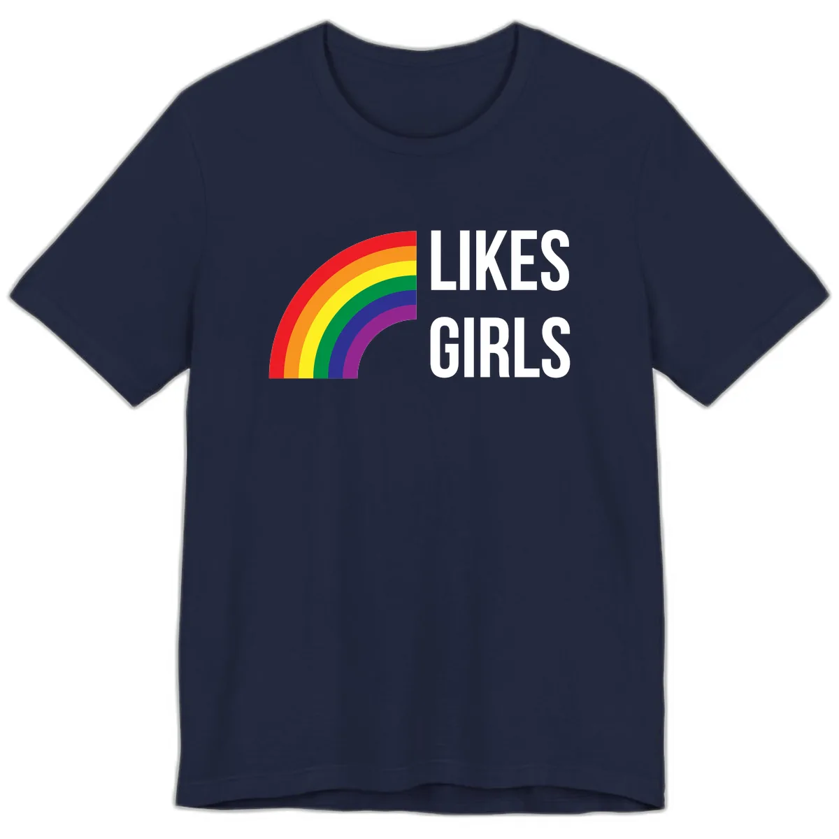 Likes Girls Rainbow Pride Premium T-Shirt in Navy