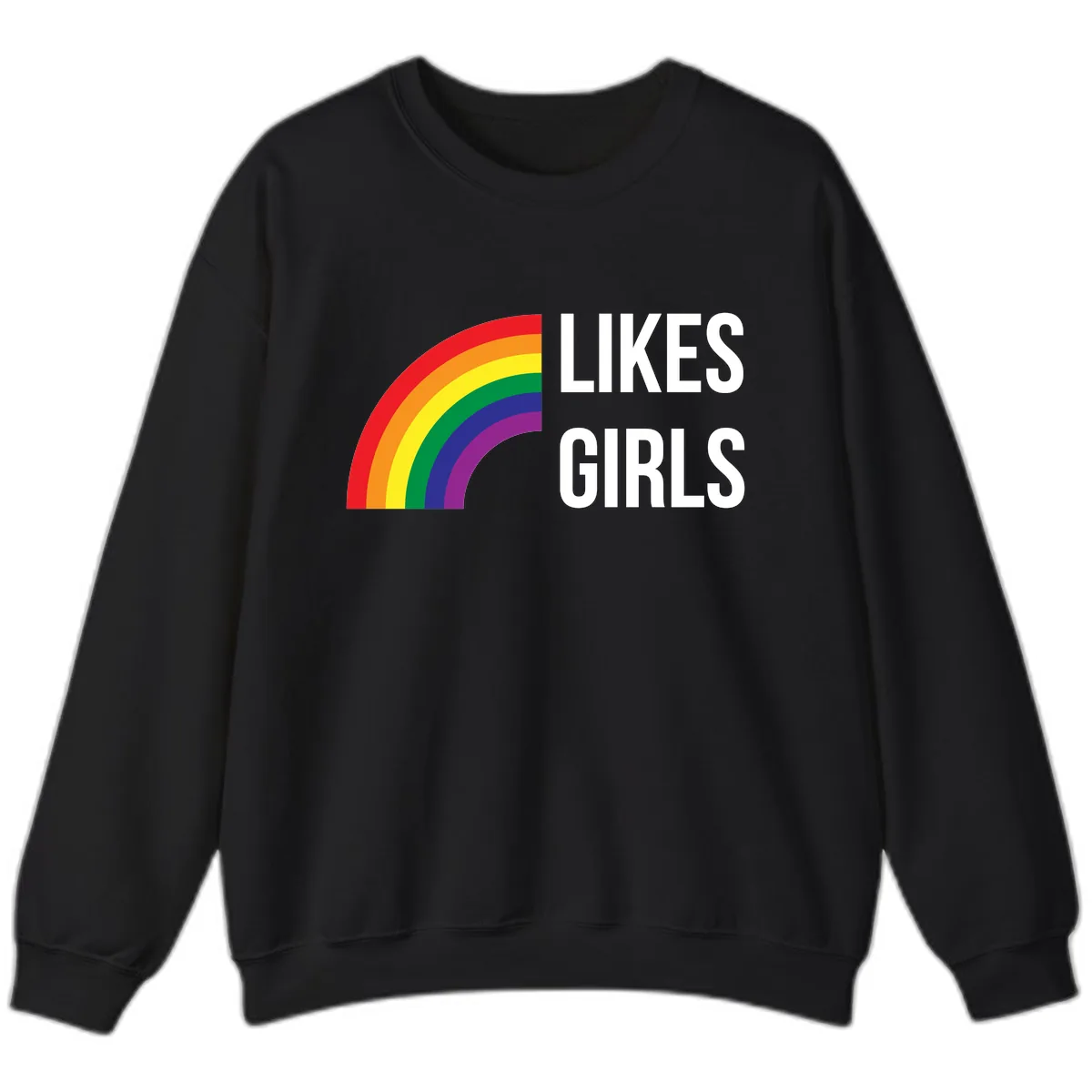 Likes Girls Rainbow Pride Sweatshirt in Black